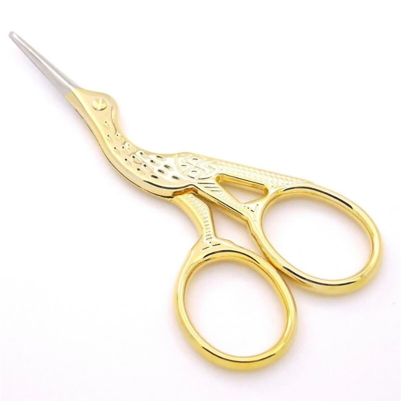 Animal Carving Retro Hot Sell Home Tool Gold Plated Silvery Small Clipper Stainless Steel Crane Shape Scissors