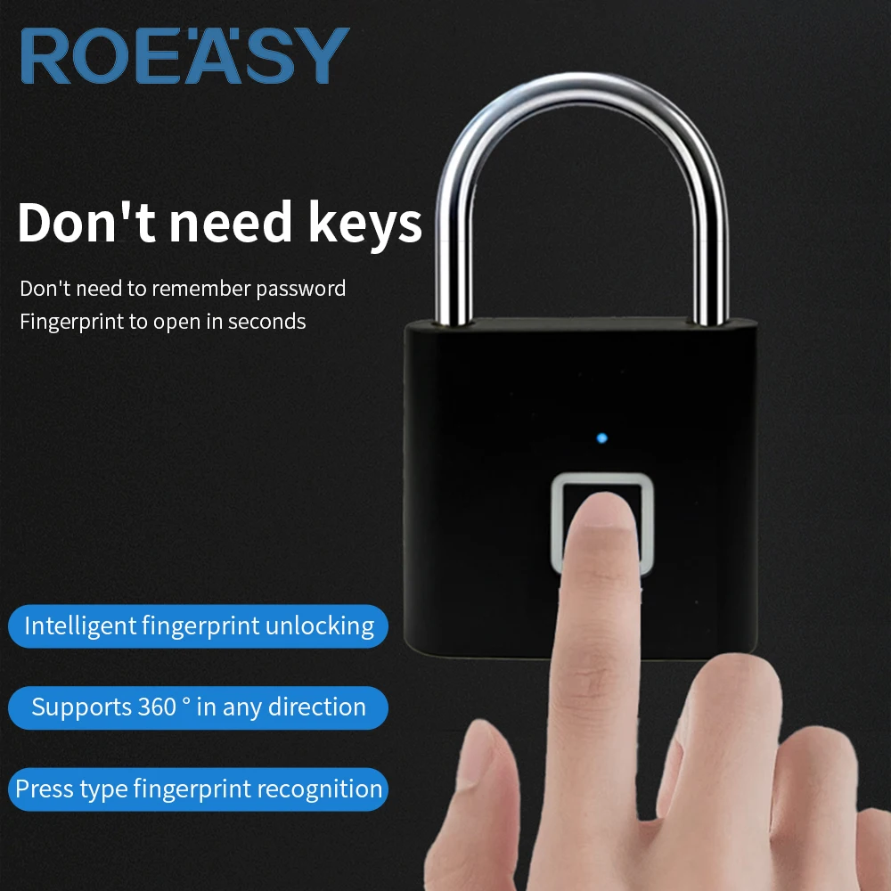 ROEASY waterproof pad locks fingerprint smart safety security electronic bigital padlocks