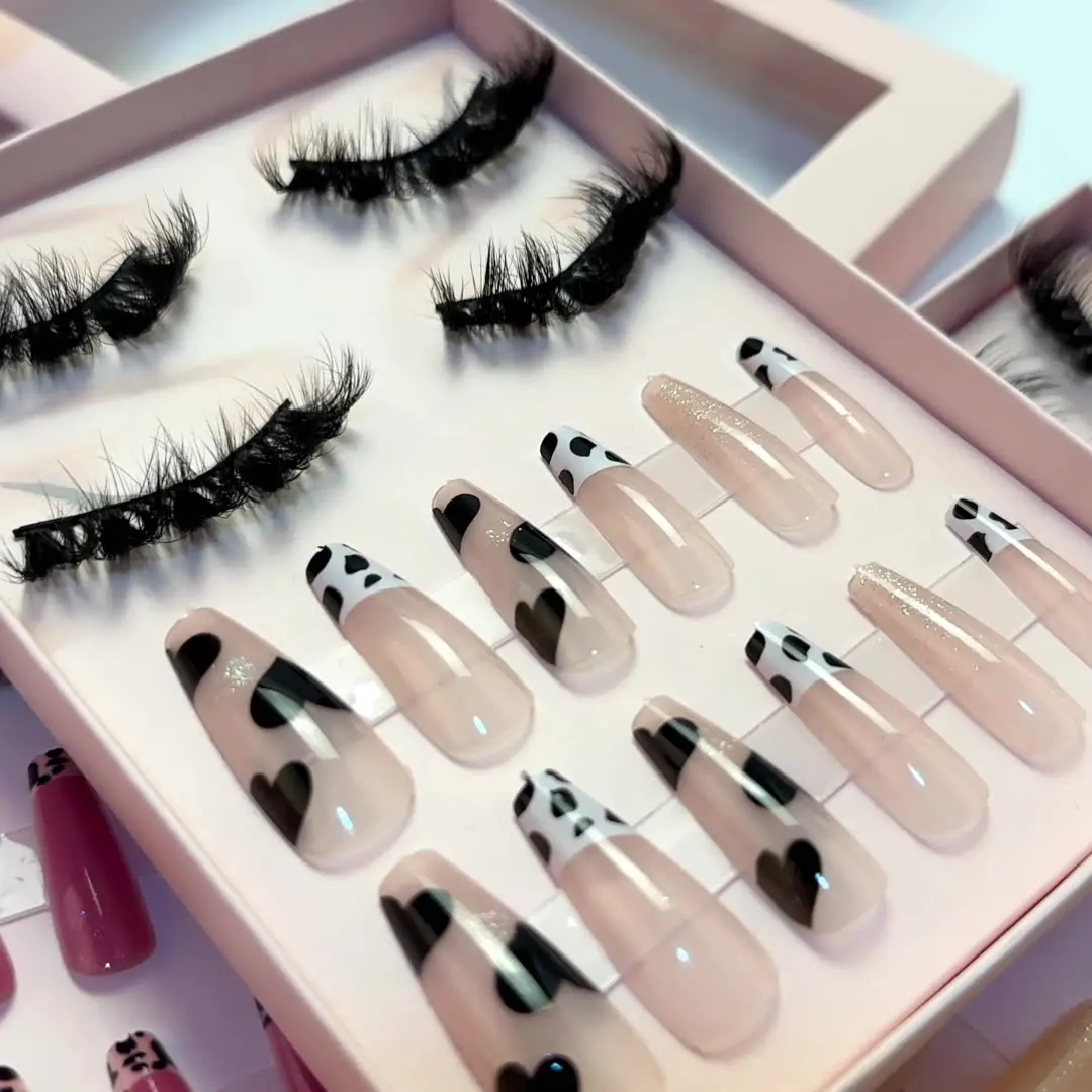 2023 Бесплатная доставка, роскошный индивидуальный набор искусственных ногтей ручной работы для накладных ресниц, Набор накладных ресниц