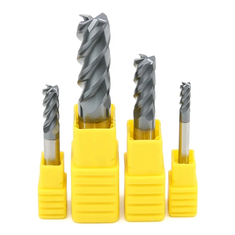 HRC60 professional 4 flutes milling cutter solid tungsen CNC cutter tool speed tiger carbide end mill set