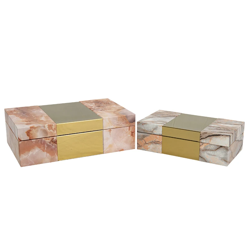 
Marbling printing two sets of jewelery box wooden storage box 