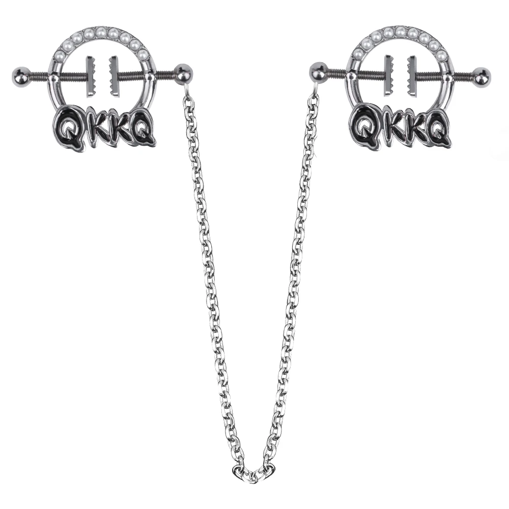 Factory direct sale QKKQ stainless steel breast clamps for couple sex toning nipple clamps with leather belt