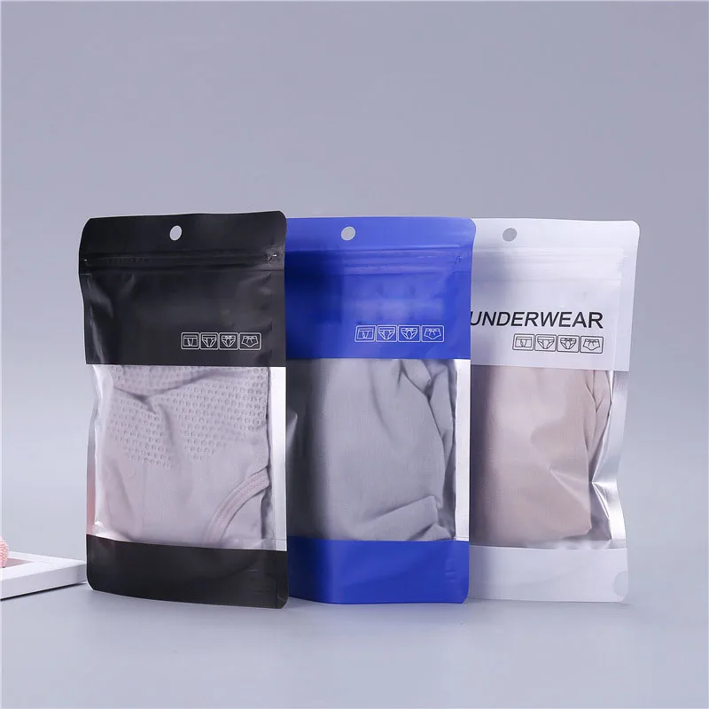 Custom underwear universal self sealing ziplock packaging bag standing socks poly bag Childproof retail pouch bag