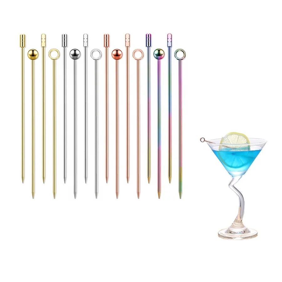 Martini Picks Reusable Metal Martini Olive Skewers Drink Skewers Martini Sticks Stainless Steel Cocktail Picks