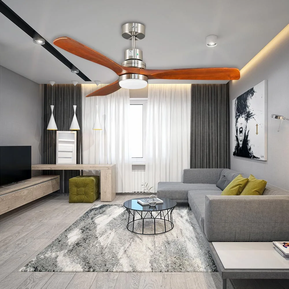 1stshine european style modern ceiling decoration 52 inch dc motor 3 wood blade led light ceiling fan