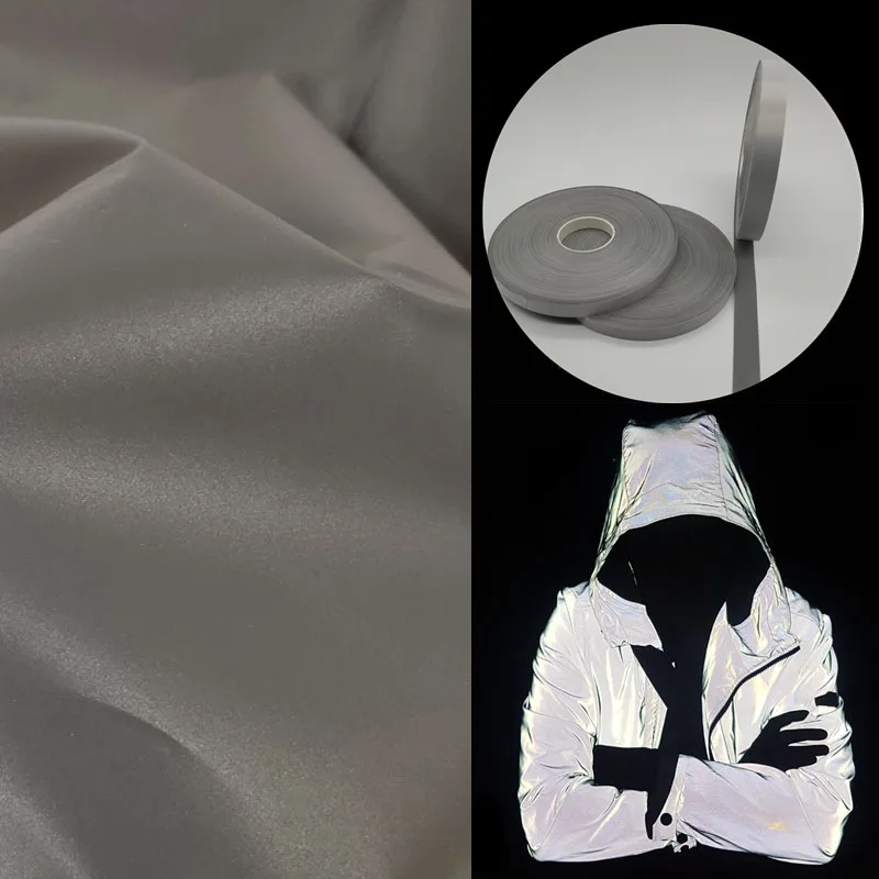 polyester Rainbow colorful Reflective fabric high shiny Reflected light for jacket vest hat garment pet running wear work screen
