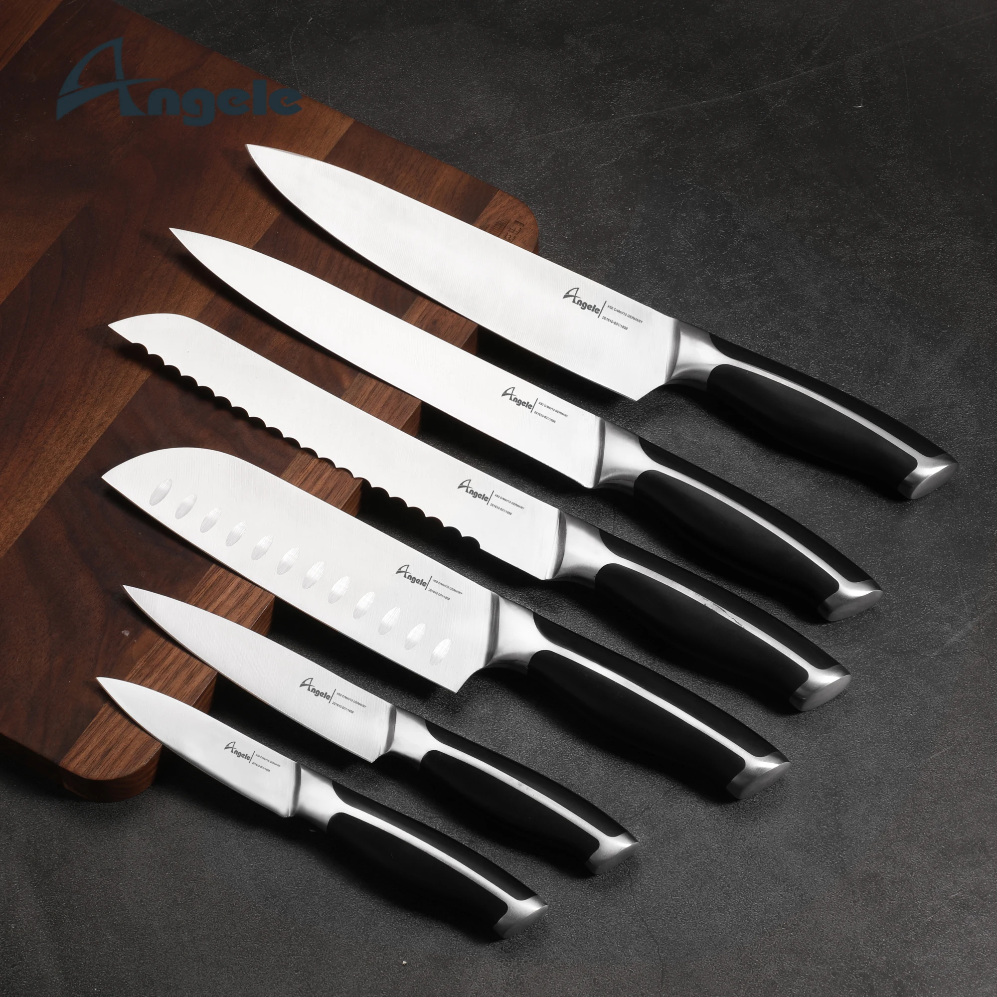 2023 Best Seller 3cr13 Blade ABS Handle Full Tang Stainless Steel  Knife Set with Knife Block
