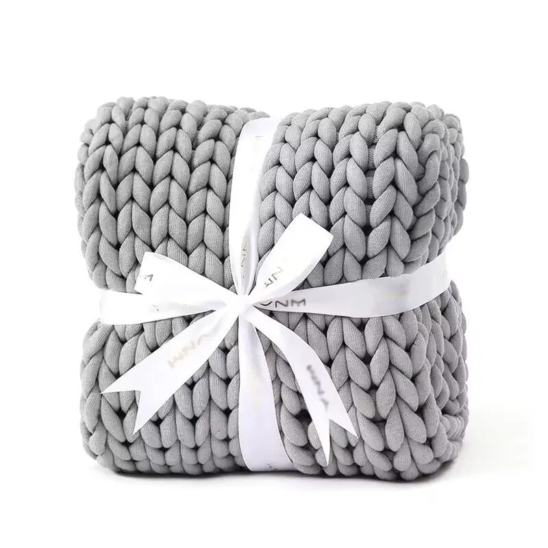 Home Decor Giant Yarn chunky knit weighted blanket Braided Sensory Autism weighted blanket knitted