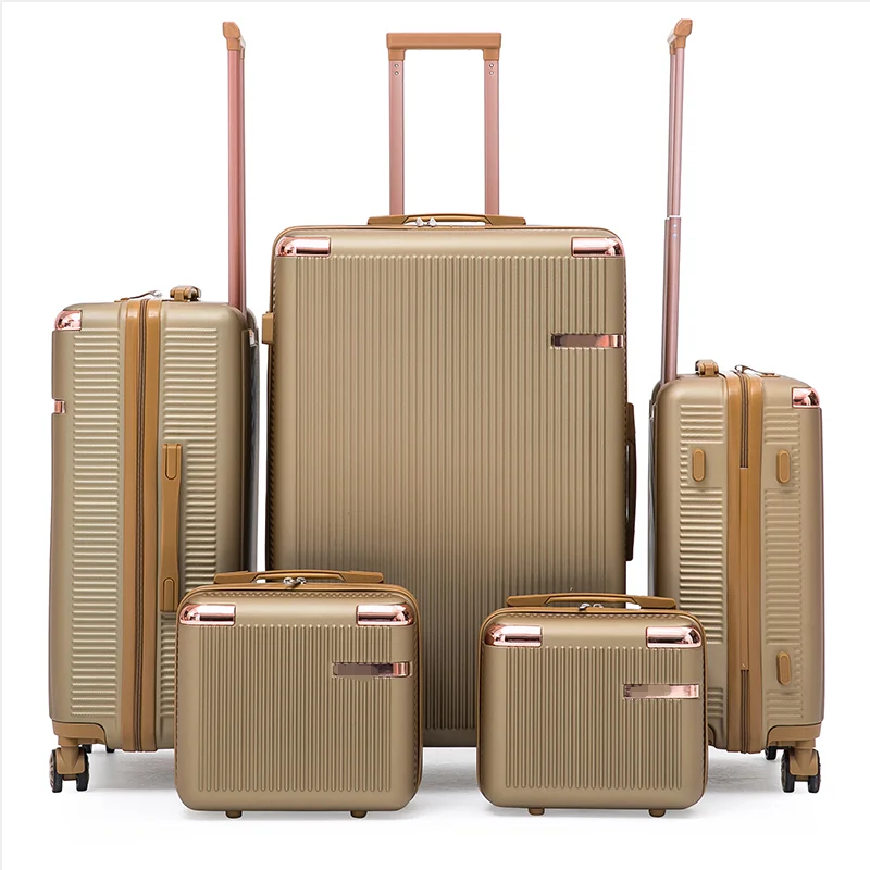 Luxury Abs Pc 12+14+20+24+28 Custom Carry On 5 Pcs Luggage Set Travel Bags Hand 4 Wheels Trolley Bag Suitcase