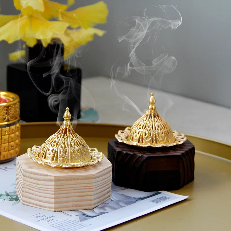Creative Arab Metal Aromatherapy Stove Middle Eastern Style Mini Portable Small Gold Tower Incense Stove