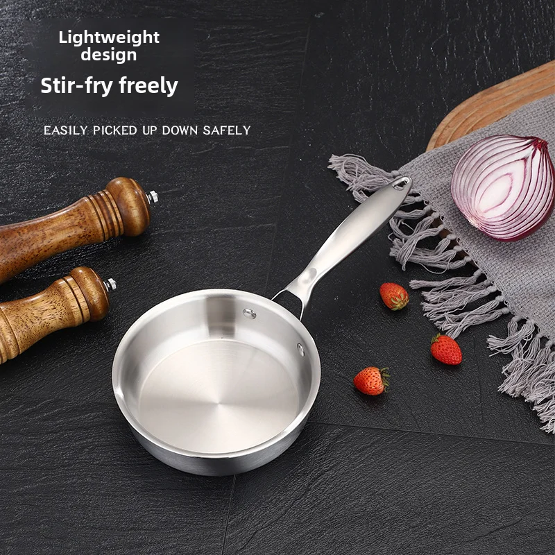 High Quality Noble type Non Coating 3-ply Skilet polishing nonstick Triply Stainless Steel Frying Pan Wok Saute Pan