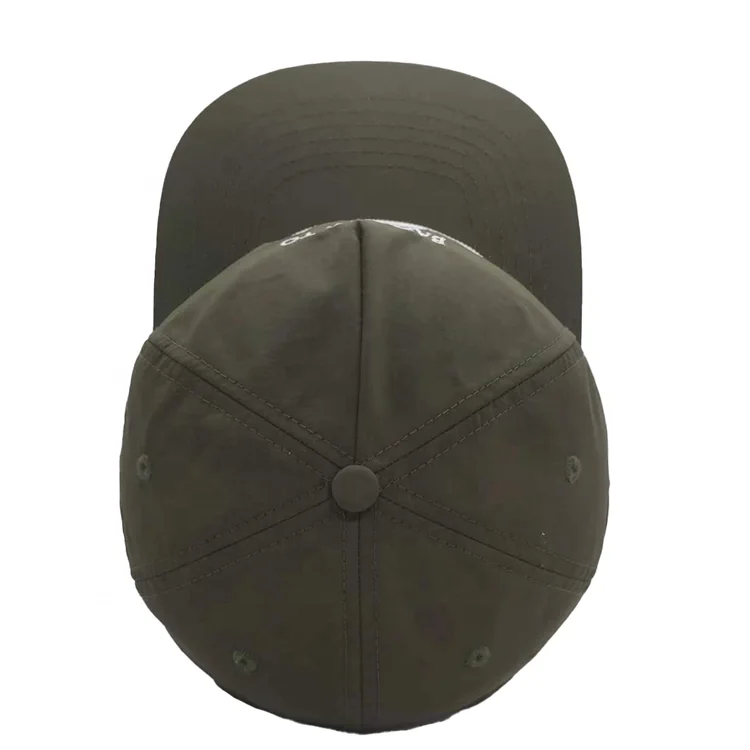 Wholesale Custom 5 Panel Soft Fabric Dad Hat High Quality Fitted Dark Green Snapback Hat Man Women Nylon Snap Back Cap With Rope