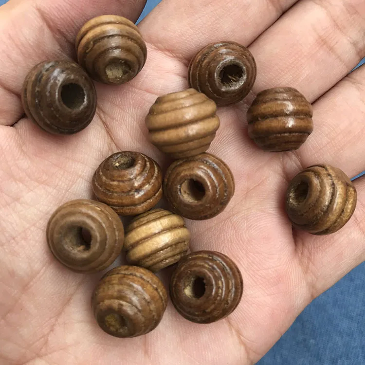 SB0669 100pcs/bag Natural Wood Swirl Beads,Loose Wooden Honeycomb Beads