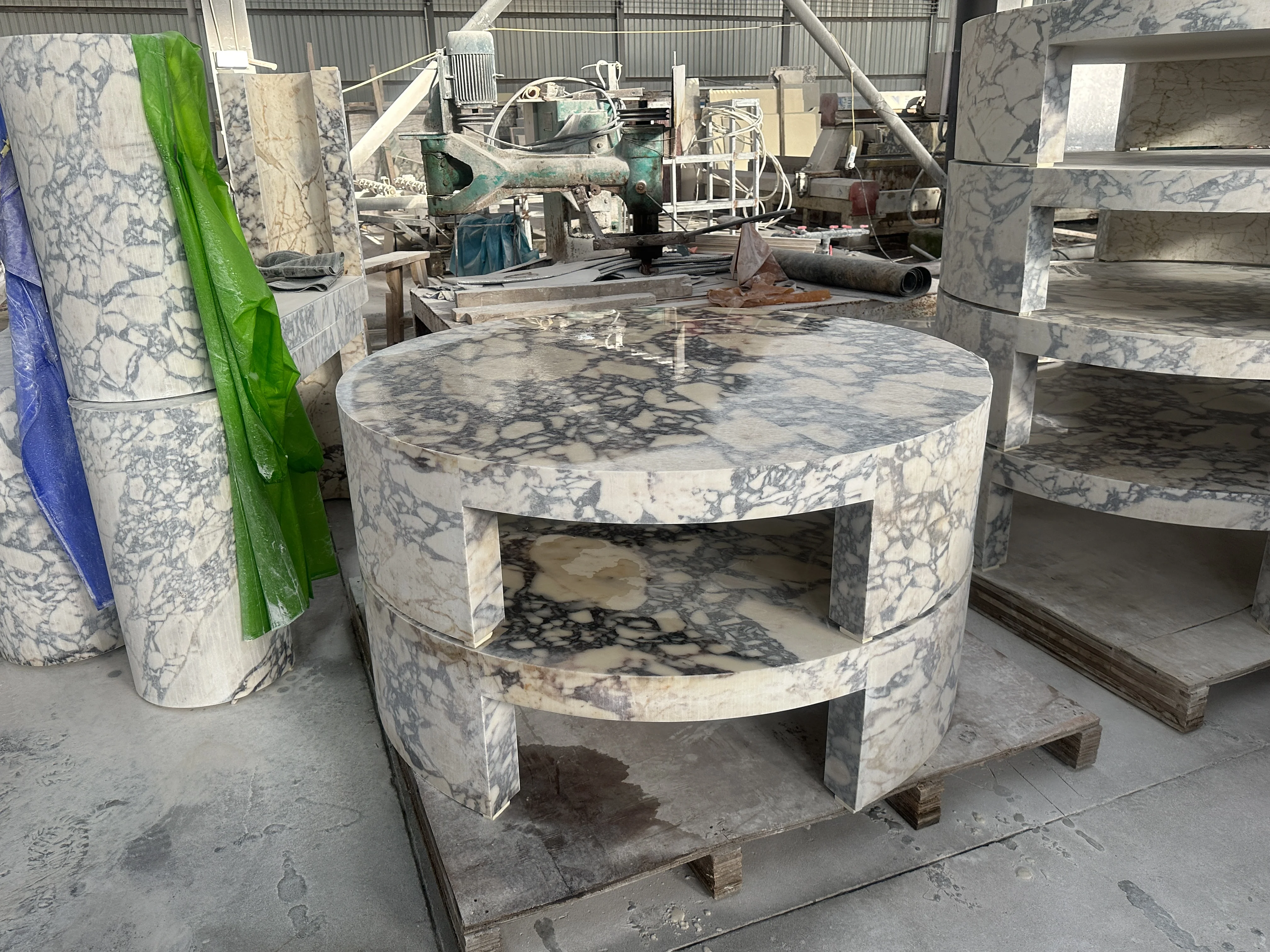 LANDIVIEW Round Table Calacatta Viola Marble Table Living Room Furniture