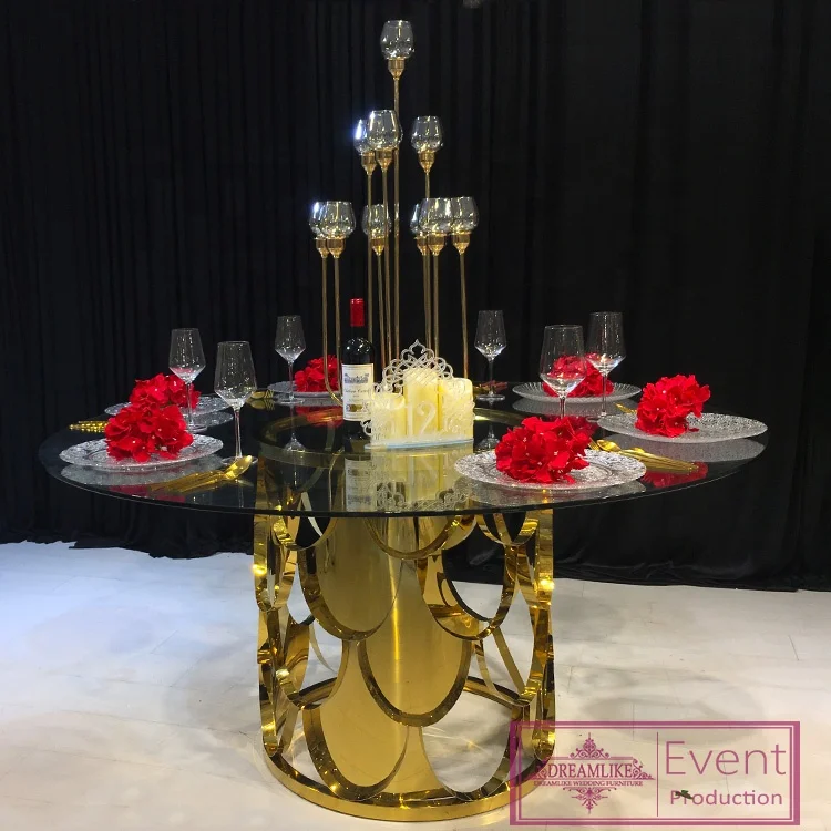 Hot selling cheap clear glass center dining table