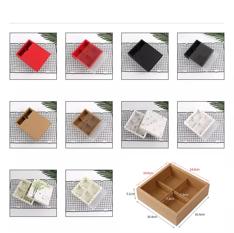 Frosted Clear PVC Sleeve Window Paper Cake Bakery Cookie Pastry Drawer Boxes With 2 4 6 Dividers