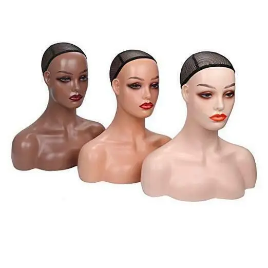 Mannequin with wig European and American big breast model head for black women