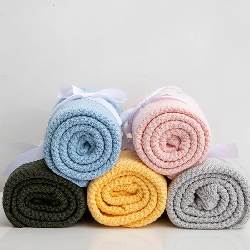 Kingcason Wholesale Solid Dyeing Cotton Knit Baby Blankets For Children