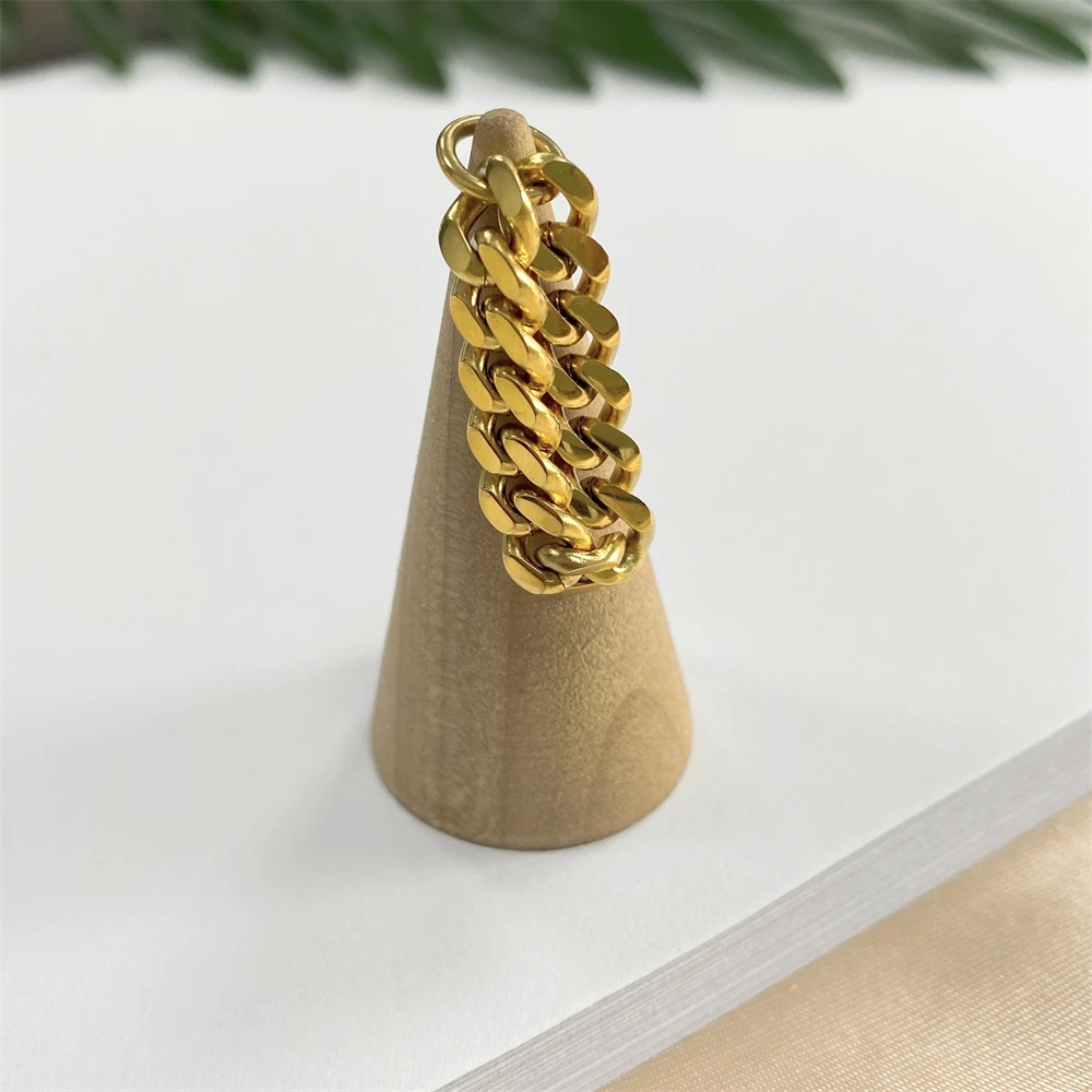 New Various Designs Stainless Steel Chain Ring Soft Cuban Link Chain Non Tarnish Rings Man Ins Minimalist Jewelry