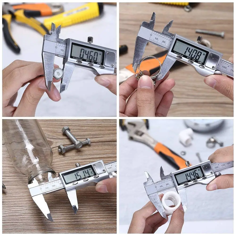 Digital Caliper Measuring Tool Stainless Steel Vernier Caliper 0-150mm 6 inch Caliper Measuring Tool with Large LCD Screen