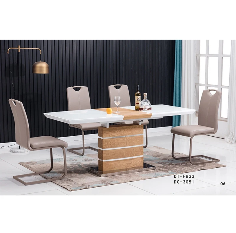 Luxury Italian Wooden Dinner Dining Table and Chairs Luxury Modern Kitchen Dinning Extendable Dining Room Furniture Table Set