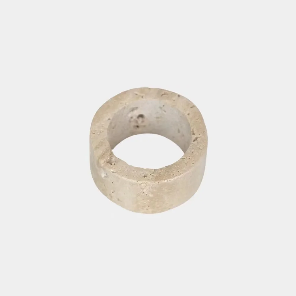 Hot Sale Handmade Natural Beige Travertine Marble Stone Napkin Ring Set