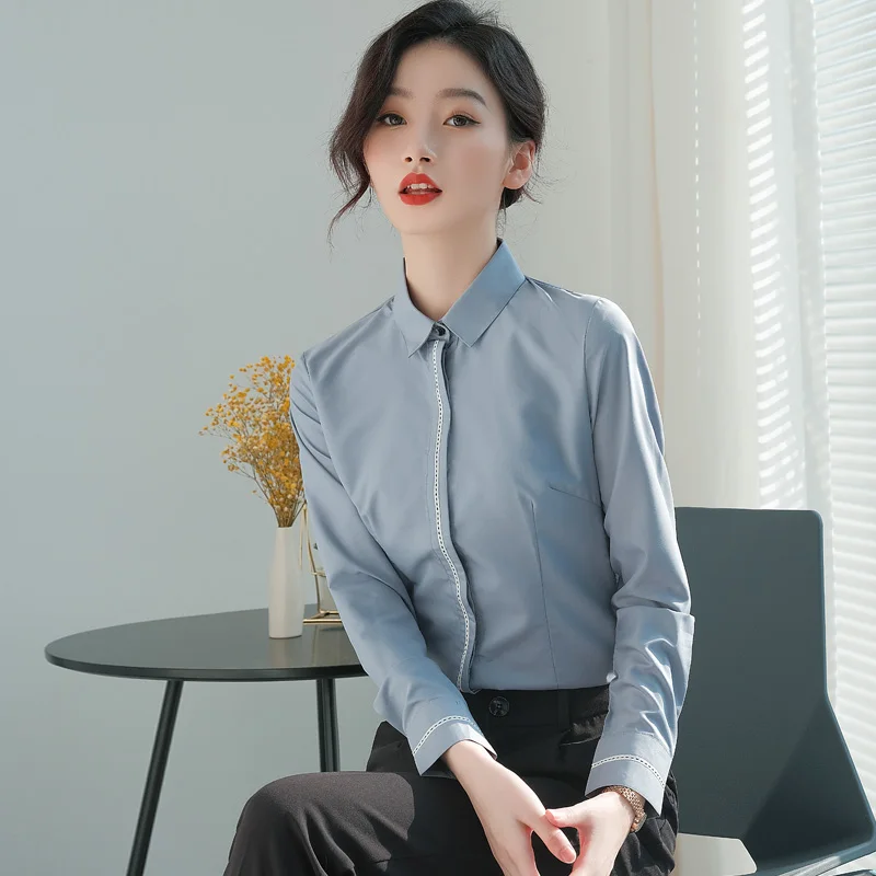 good quality white black purple blue modal long sleeve suit ladies women shirt dress for women
