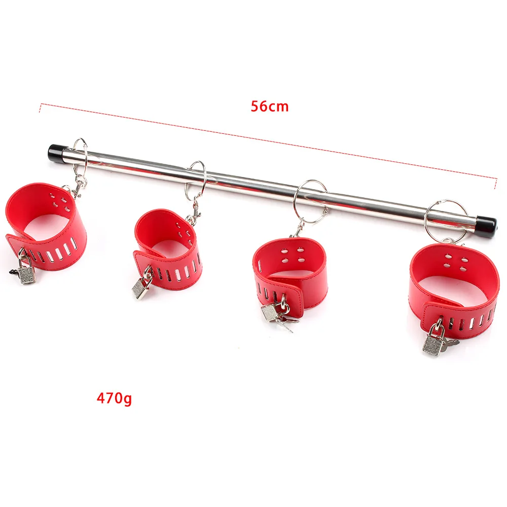SM Restraint Fetish Bondage Removable Stainless Steel Spreader Bar Handcuffs Ankle Cuff Slave Open Leg