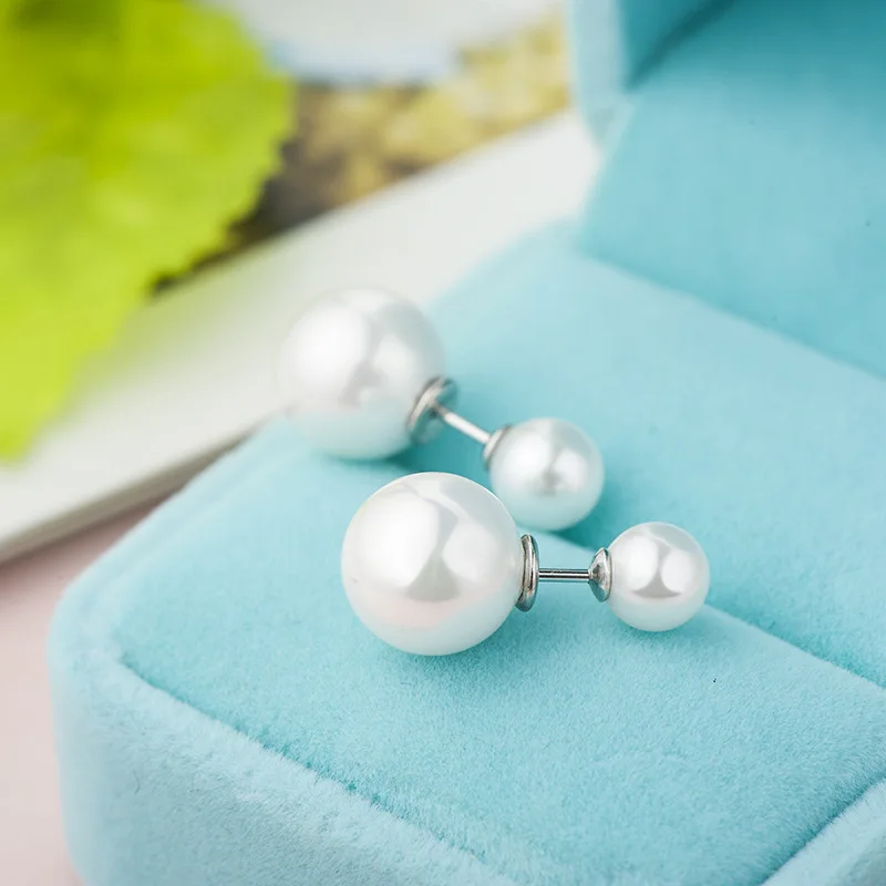 925 Sterling Silver 18K Gold Plated Sterling Silver Round Stud White  Shell Pearl Earrings