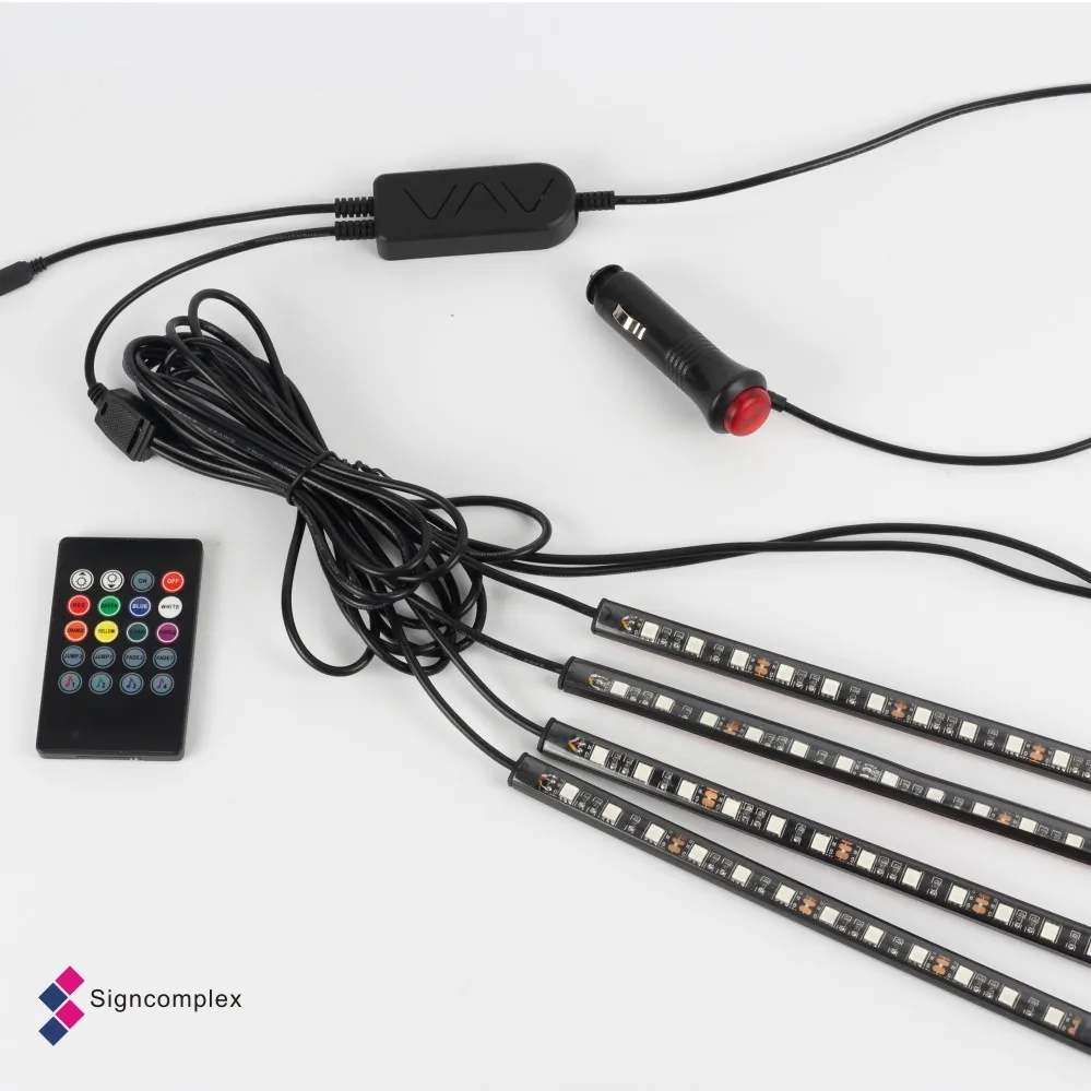  Завододское 12V 4 шт. автомобиль Rbg) Светодиодная лента с usb-питанием App управления голосом музыки BLE Автомобильные светодиодные полосы дистанционным