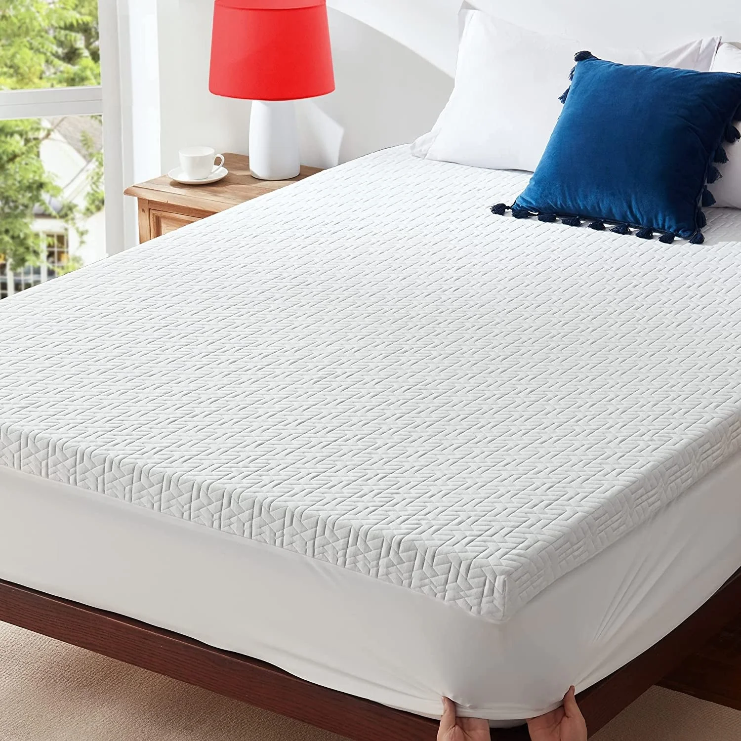 3 Inch Queen Size Gel Cooling Memory Foam Mattress Pad with deep pocket