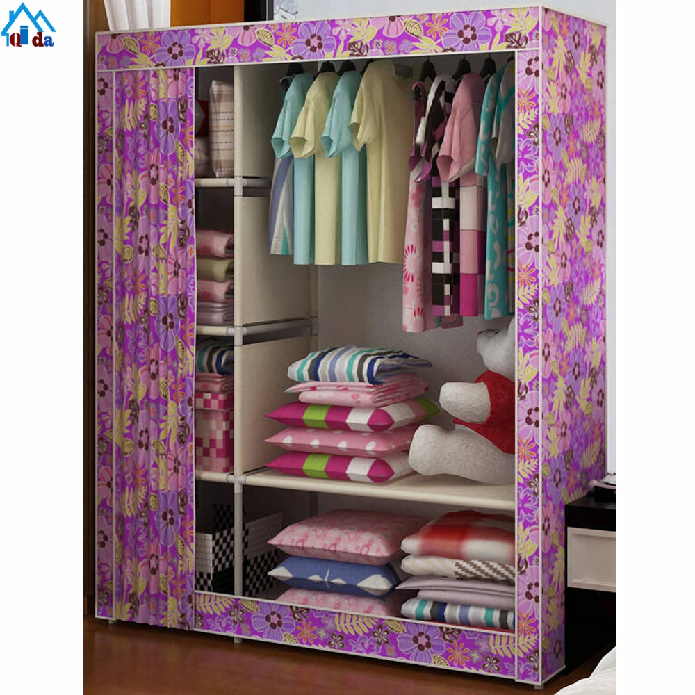 Assemble plastic portable wardrobe closet with 8 designs Monkey Cartoon door