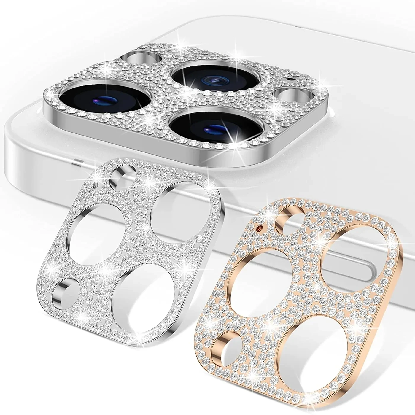 Camera Protector For iPhone 15 Pro Max Bling Glitter Diamond Metal Lens Glass Film For iPhone 11 12 13 14 Plus 15 Pro Max