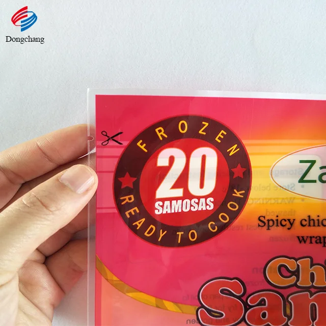 20s Замороженные Пружинные рулоны/упаковочный пакет samosa с подвесной ручкой и прозрачным окном замороженный мешок