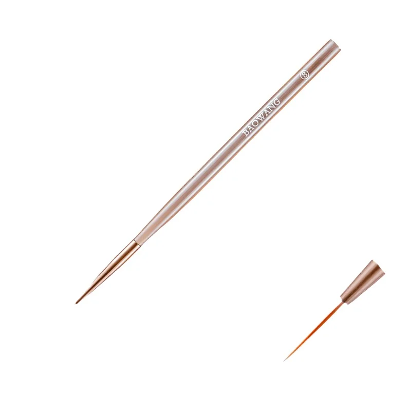 BW11-08 New Brown Handle Wholesale Nylon PA Hair Liner Brush Offer Customized Logo Long Liner Nail Polish Nail Art Brush Set