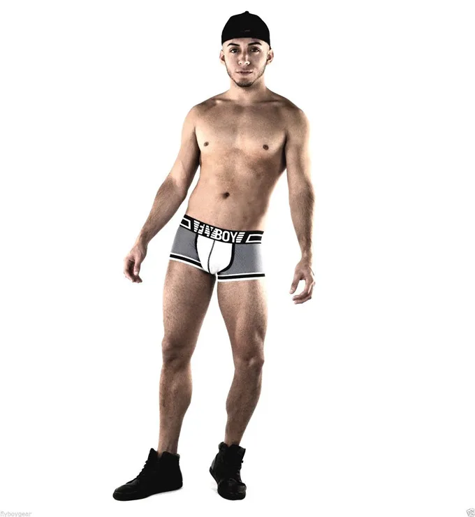 Custom brand name breathable nylon mesh fabric man boxer briefs underwear athletic sports trunks for men