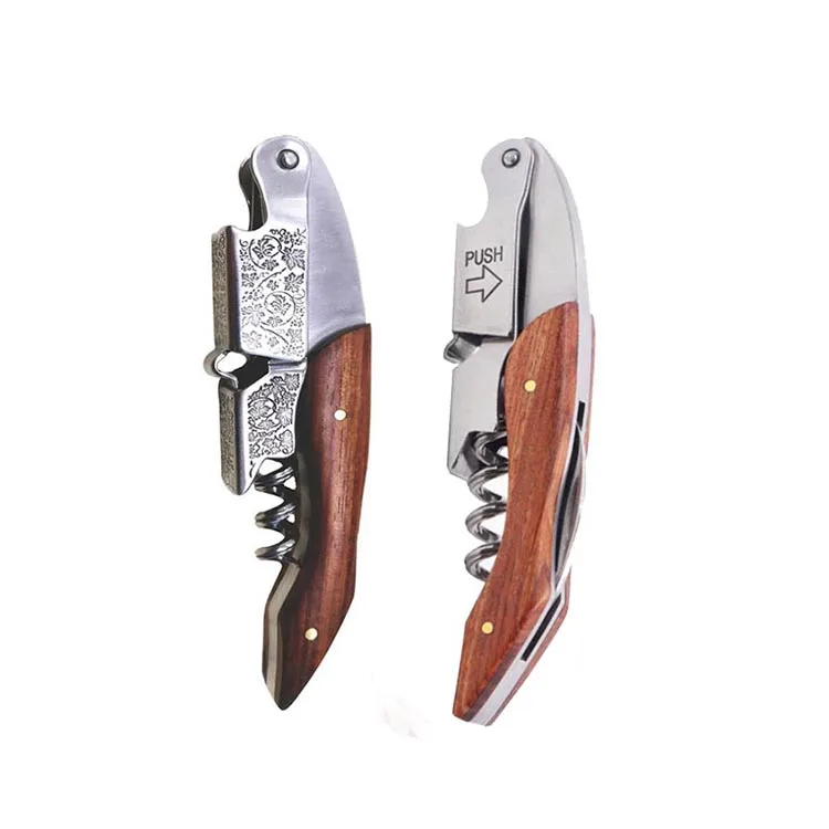 Prestige Waiters Personalized Wine Bottle Openers, Nature Wood Corkscrew Bottle Opener Foil Cutter Key for Waiters, Bartender