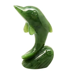 The best factory hot sales gemstone  jade animal carvings nephrite dolphin statue
