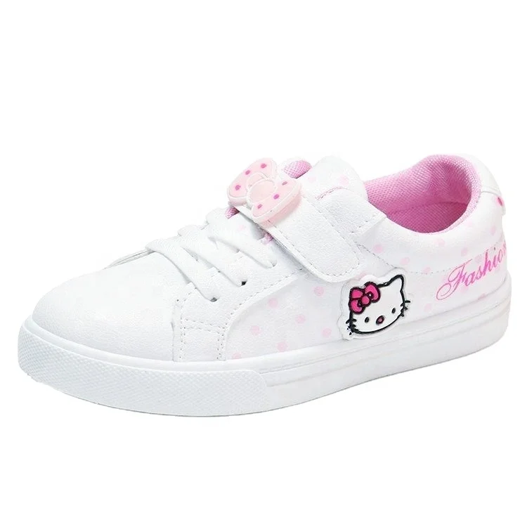 Детская милая и милая школьная спортивная обувь с резиновой подошвой белого и розового цвета