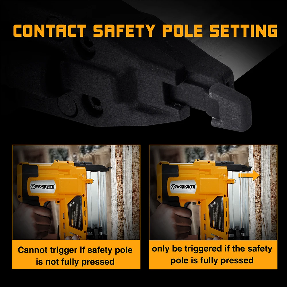 WORKSITE 2 In 1 Framing Nail Gun And Staple 20v Cordless 18 GA Nailer Battery Power Tool Nail Gun safety nailer
