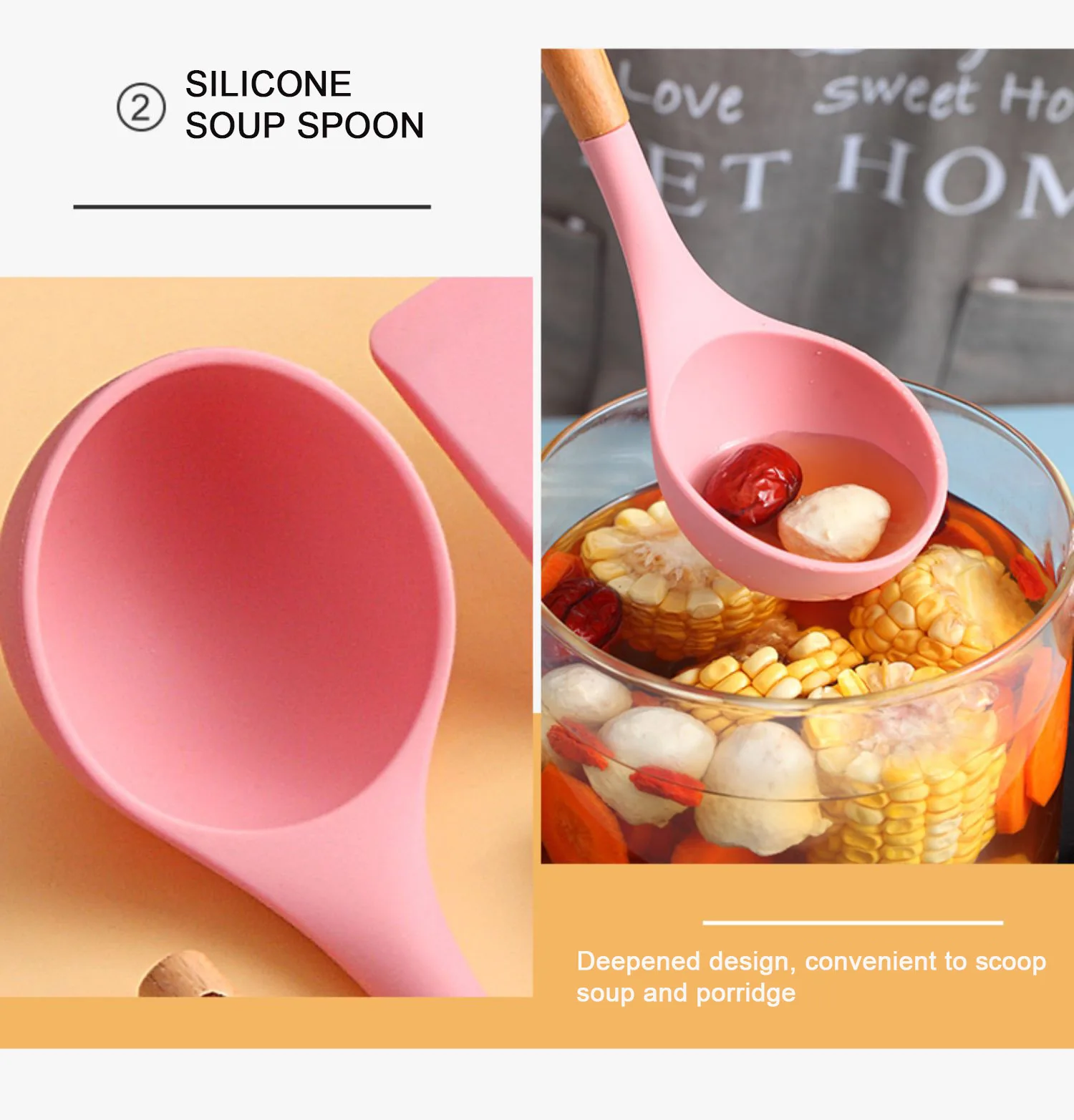 12 Pcs baking household heat resistant food grade spatula shovel set wooden handle silicone kitchen utensils