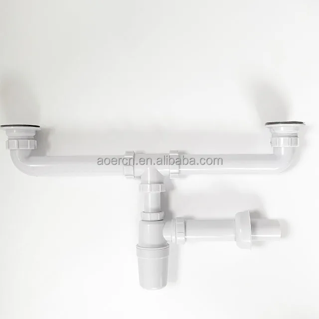 Двойной слив для раковины из нержавеющей стали, пластиковая ловушка для бутылок с цепью