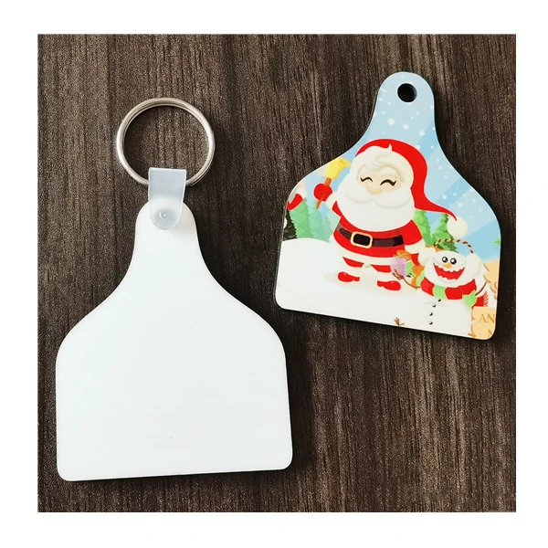 Double sided cow tag keychain Blank sublimation key ring 2023 new trends product