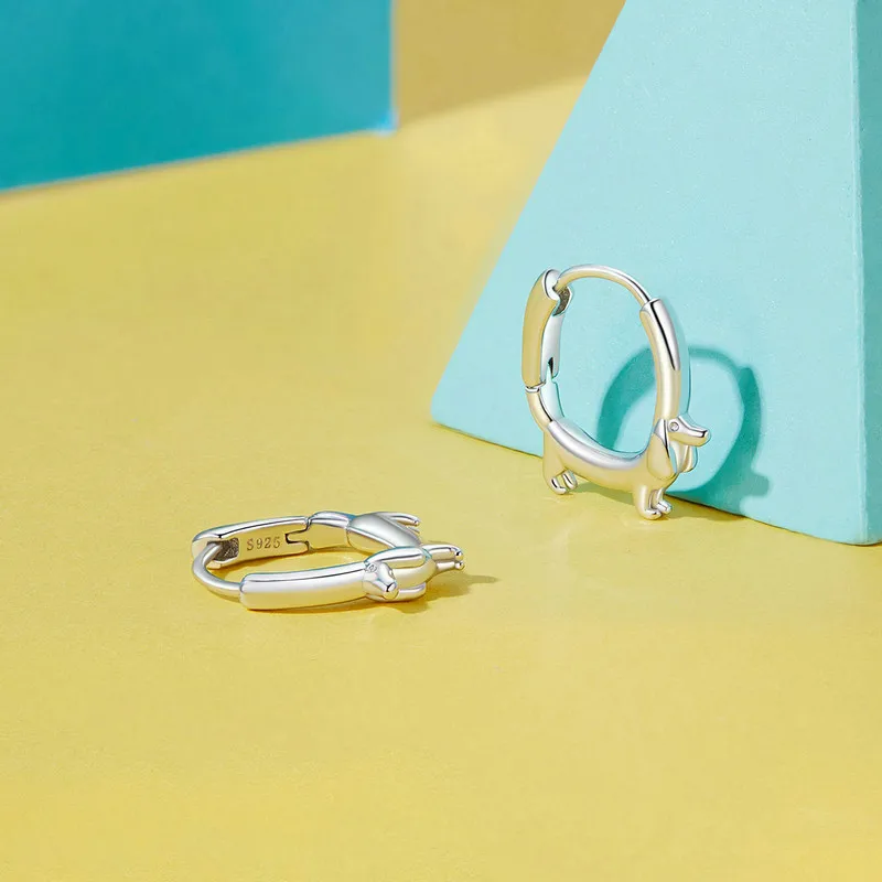 Wholesales Luxury Custom Cute Animals Designer S925 Sterling Silver Fashion Fine Panda Dog Cat Dolphin Hoops Earrings For Women