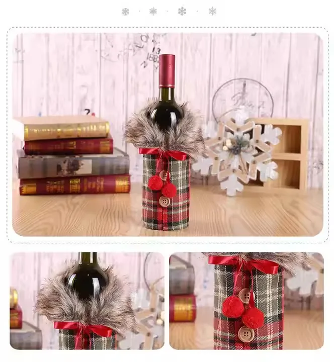 yuyang Merry Christmas Ornaments Christmas Gift Lattice Wine Bottle Cover Toy home Decorations christmas decoration supplies