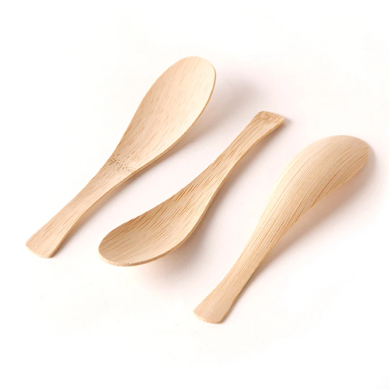 Wholesale 100% Organic Small For Children Natural Icecream Spice Spoon Salad Milk Cream One Time Cheap Bamboo Spoons