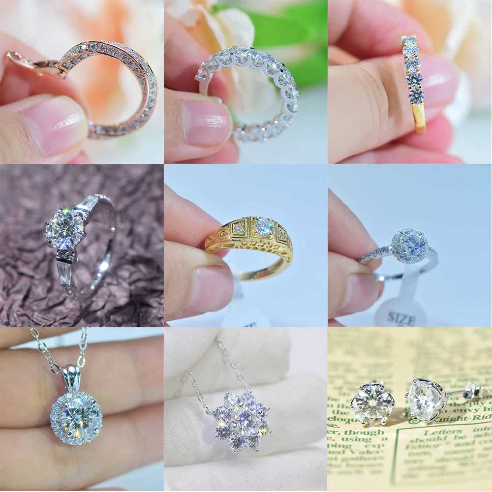 Classic Luxury halo Stud Earrings Real 18K Gold 925 Silver 2 Carat Moissanite Diamond Stud Earrings
