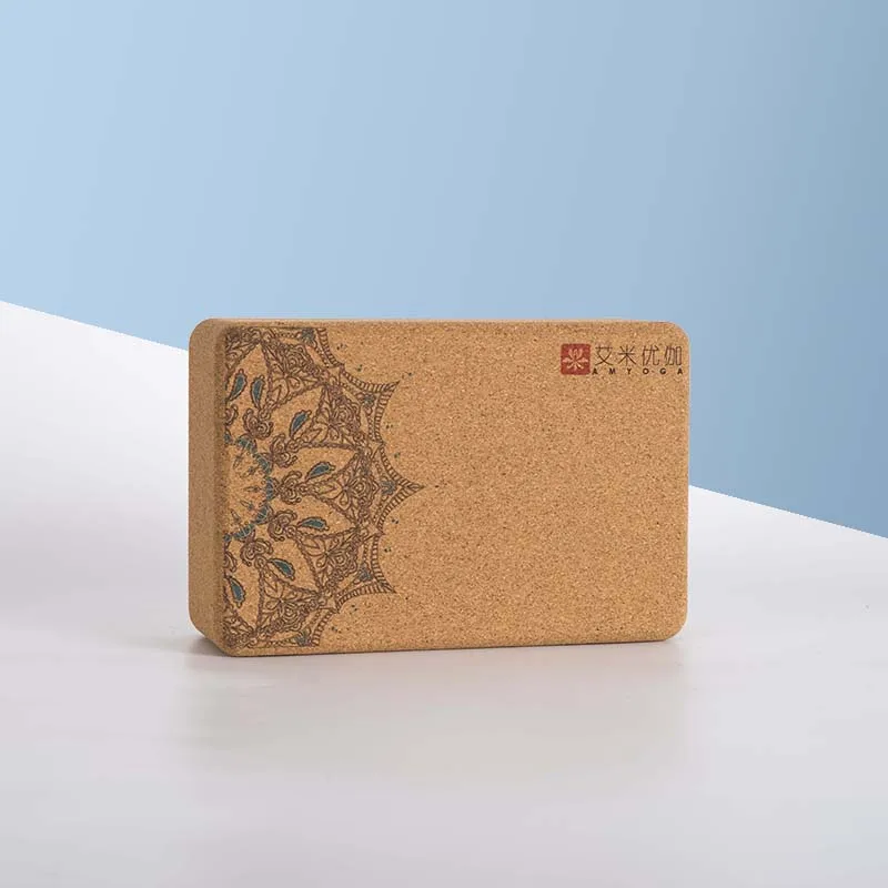 
Amazon high density cork yoga block durable custom printed yoga brick 