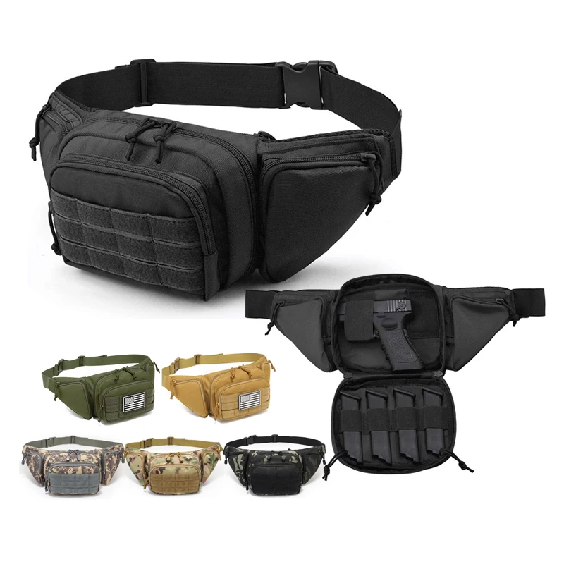 wholesale custom LOGO outdoor waterproof men  fanny pack waist bag black military tactical waist bag for Durable Reusable