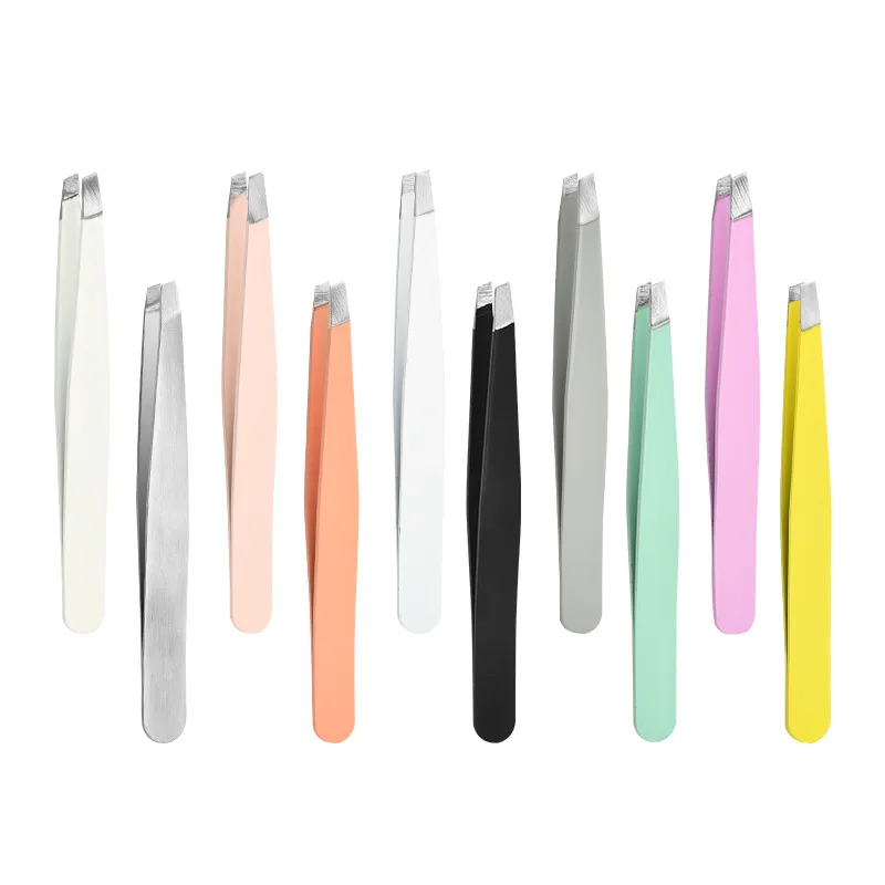 Pink Stainless Steel Professional Precision Multifunction Slanted Pointed 4 Piece Set Of High Quality Eyebrow Tweezers